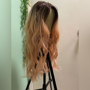 Ombre Rose Gold Wavy Lace Front Wig